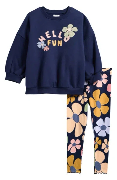 Next Kids' Floral Sweatshirt & Leggings Set In Blue
