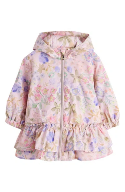 Next Kids' Floral Water Resistant Hooded Jacket In Pink