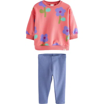 Next Kids' Flower Oversize Sweatshirt & Leggings Set In Multi