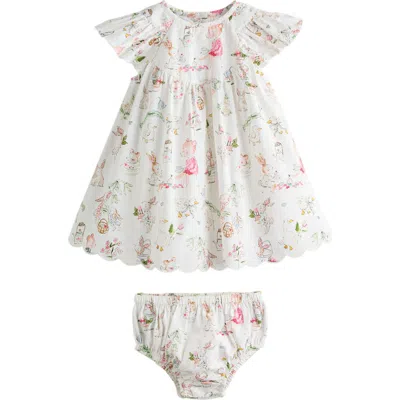 Next Babies'  Kids' Flutter Sleeve Cotton Dress & Bloomers Set In White