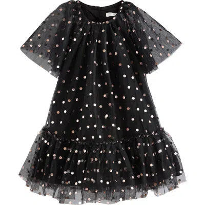 Next Kids' Foil Dot Tulle Party Dress In Black