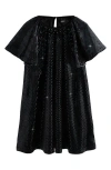 Next Kids' Foil Dot Velvet Dress In Black