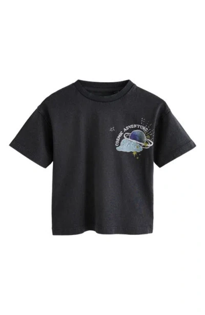 Next Kids' Follow The Cosmos Cotton Graphic T-shirt In Black