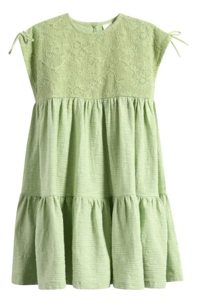 Next Kids' French Lace Tiered Stretch Cotton Party Dress In Green