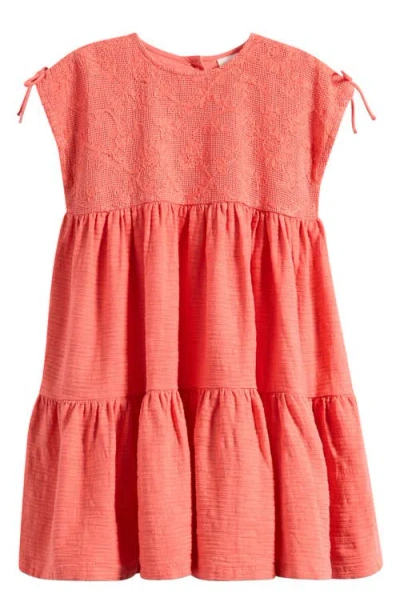 Next Kids' French Lace Tiered Stretch Cotton Party Dress In Orange