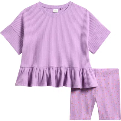 Next Kids Frill Hem T-shirt & Shorts Set In Purple
