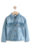 Next Kids' Fringe Denim Trucker Jacket In Blue