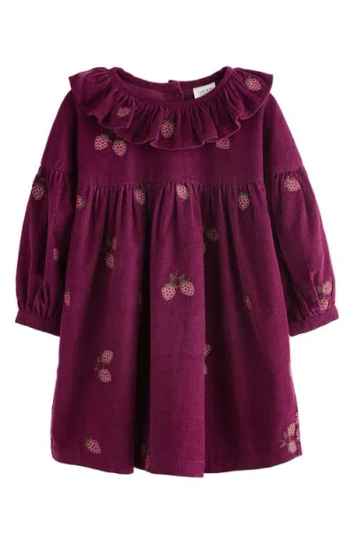 Next Kids' Fruit Embroidered Cotton Corduroy Dress In Red