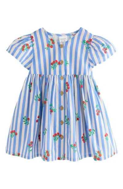 Next Kids' Fruit Stripe Cotton Party Dress In Blue