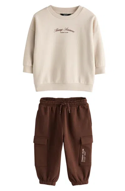 Next Babies'  Kids' Funday Club Sweatshirt & Cargo Joggers Set In Neutral