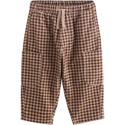 Next Kids' Gingham Corduroy Cargo Pants In Pink