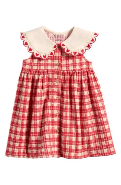 Next Babies'  Kids' Gingham Embroidered Dress In Pink