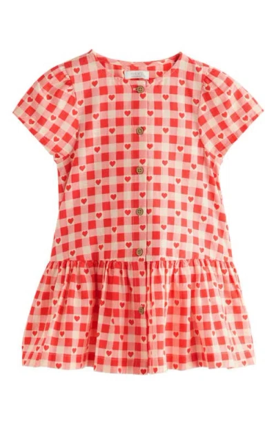 Next Babies'  Kids' Gingham Heart Cotton Dress In Red