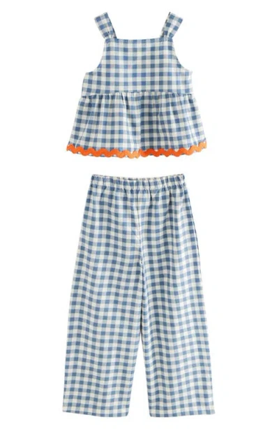 Next Kids' Gingham Peplum Tank & Pants In Blue
