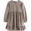 Next Kids' Gingham Tiered Dress In Neutral