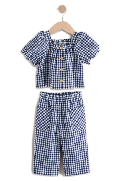 Next Kids' Gingham Top & Pants Set In Blue