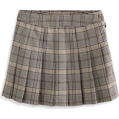 Next Kids' Glen Plaid Pleated Skirt In Grey