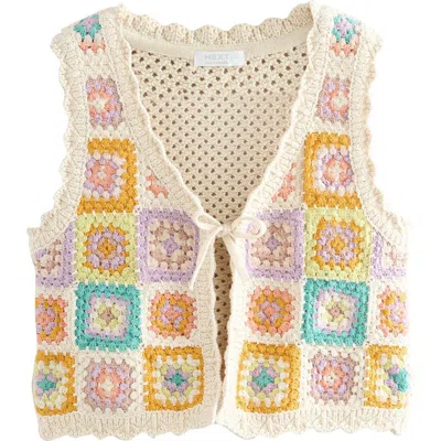 Next Kids' Granny Square Cotton Sweater Vest In Blue