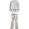 Next Kids' Graphic Sweater & Flare Leggings Set In Gray