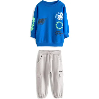 Next Kids' Graphic Sweatshirt & Cargo Joggers Set In Blue