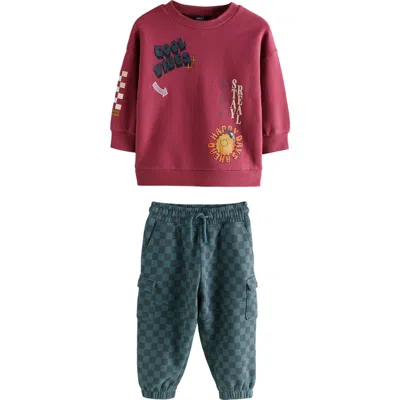 Next Kids' Graphic Sweatshirt & Cargo Joggers Set In Red