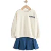 Next Kids' Graphic Sweatshirt & Pleated Skirt Set In Blue