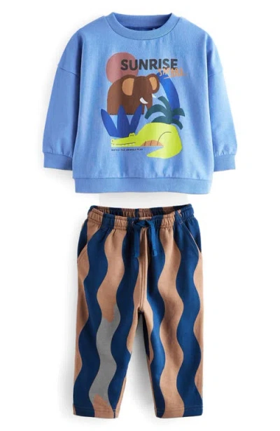 Next Kids' Graphic Sweatshirt & Sweatpants Set In Animal Print
