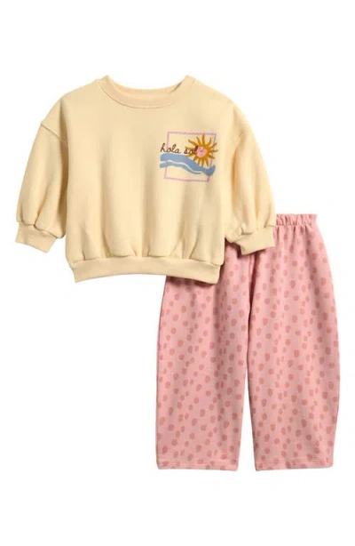 Next Babies'  Kids' Graphic Sweatshirt & Wide Leg Sweatpants Set In Yellow