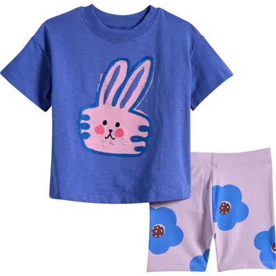 Next Babies'  Kids' Graphic T-shirt & Bike Shorts Set In Blue