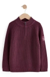 Next Kids' Half Zip Sweater In Burgundy