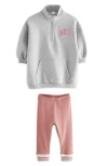 Next Kids' Half Zip Sweatshirt & Leggings Set In Grey