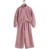 Next Kids' Half Zip Sweatshirt & Wide Leg Sweatpants Set In Pink