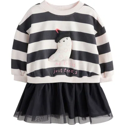 Next Kids' Halloween Appliqué Mixed Media Sweatshirt Dress In Blue