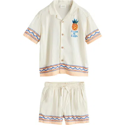 Next Kids' Havana Camp Shirt & Shorts Set In White