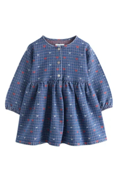 Next Kids' Heart Denim Dress In Blue
