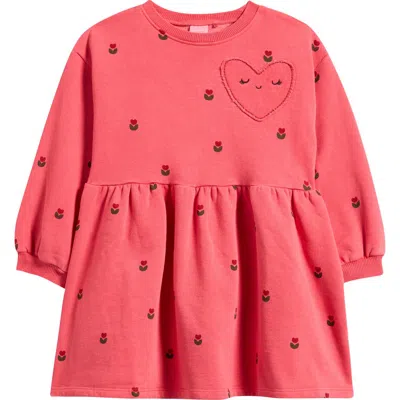 Next Babies'  Kids' Heart Embossed Sweatshirt Dress In Red