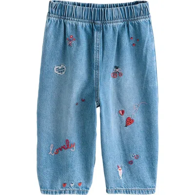 Next Babies'  Kids' Heart Embroidered Jeans In Blue