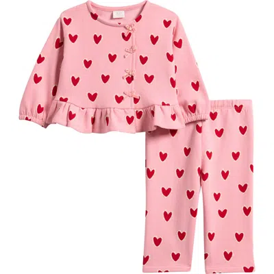 Next Babies'  Kids' Heart Frill Sweatshirt & Pants Set In Pink