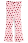 Next Kids' Heart Print Rib Flare Leggings In Pink