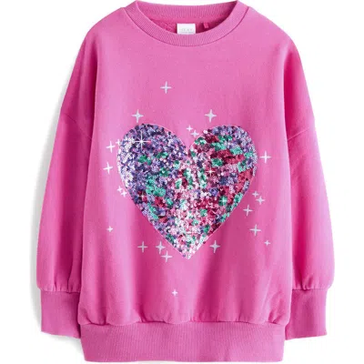 Next Kids' Heart Sequin Embellished Graphic Sweatshirt In Pink