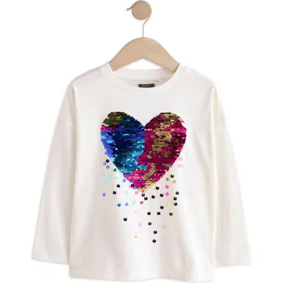 Next Kids' Heart Sequin Embellished Graphic T-shirt In White