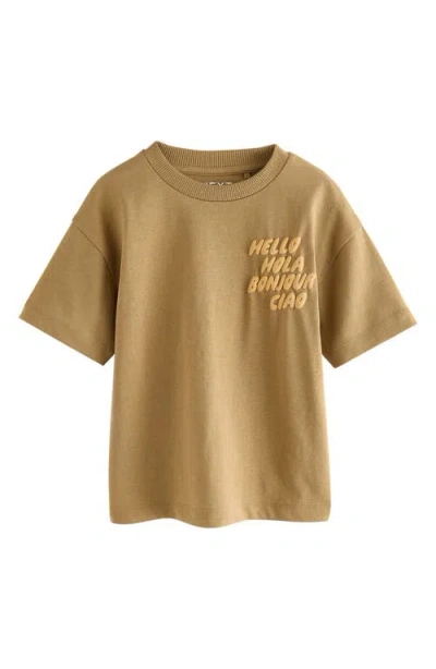 Next Kids' Hello Motif Graphic T-shirt In Brown