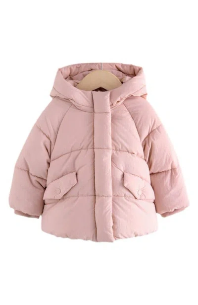 Next Kids' Hooded Crop Puffer Jacket In Pink
