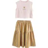 Next Kids' Just Wanna Have Sun Graphic Top & Tiered Skirt Set In Brown