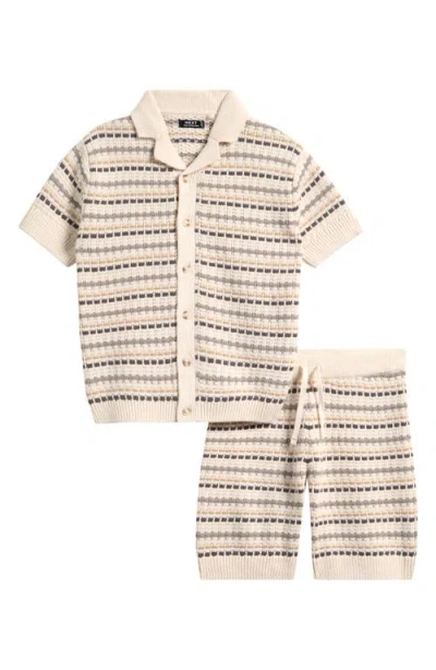 Next Kids' Knit Shirt & Shorts Set In Neutral