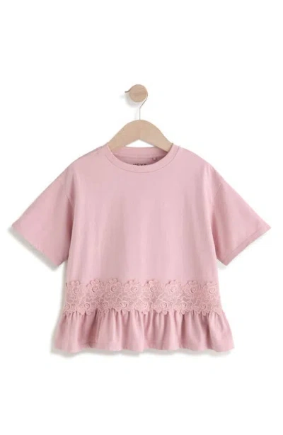 Next Kids' Lace Accent Peplum T-shirt In Pink