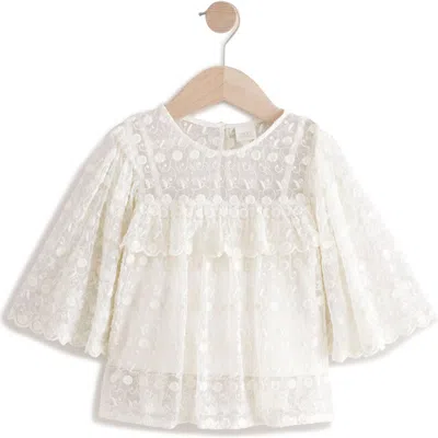 Next Kids' Lace Overlay Angel Sleeve Top In Cream