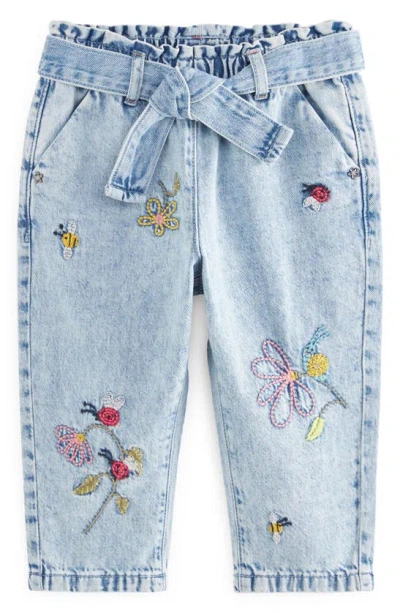 Next Kids' Ladybug Embroidered Cotton Denim Jeans In Indigo
