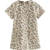 Next Kids' Leopard Print Denim Shift Dress In Animal Print