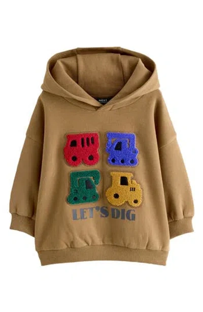 Next Kids' Let's Dig Appliqué Hoodie In Brown